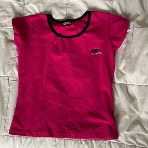 Roots hot pink baby ringer tee
